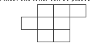 A figure of 8 boxes arranged in three rows used as the placement grid for the letters.